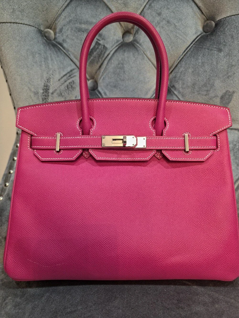 Authentic Hermes Birkin B30 hss Rose Tyrien /BORDEAUX EPSOM phw